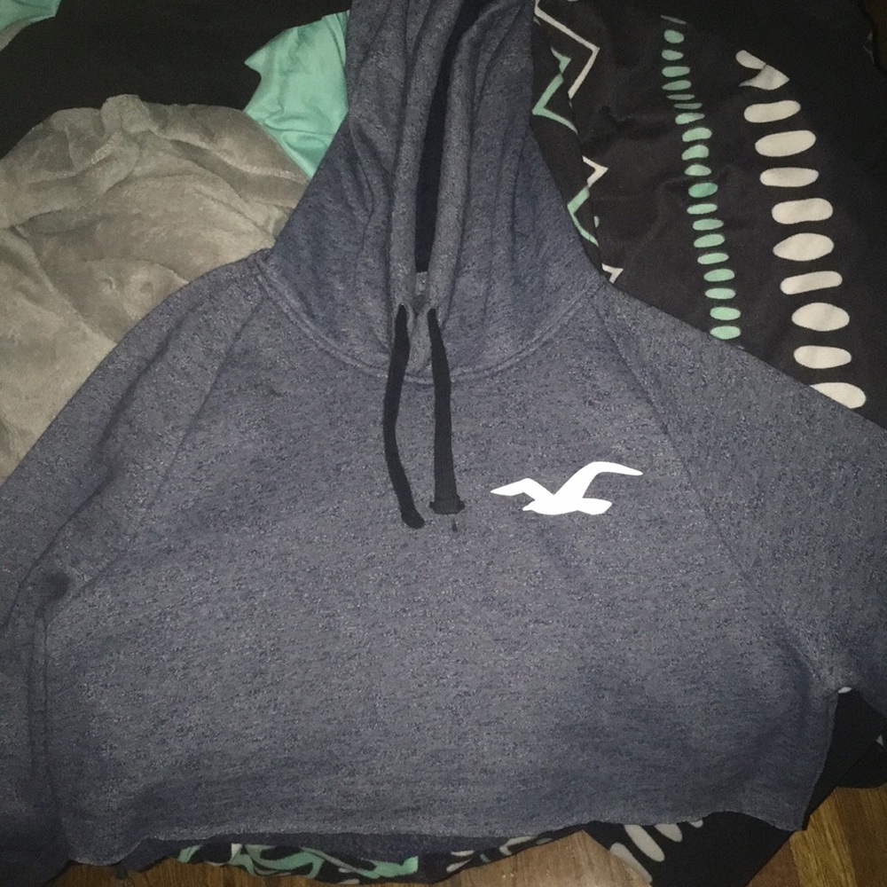 Navy blue Hollister Hooodie Crop top